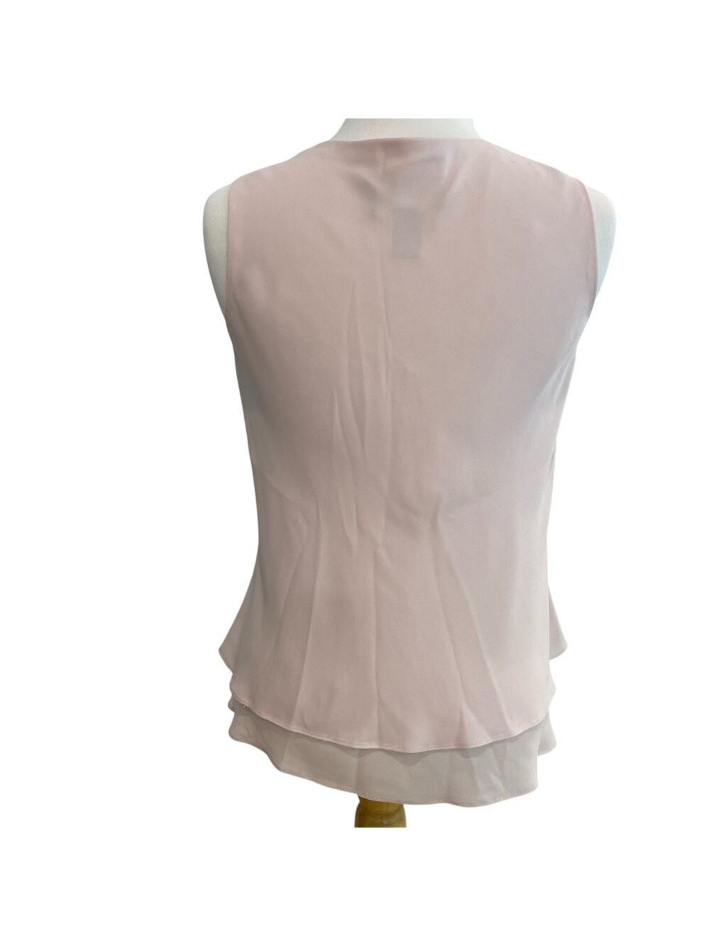 Frank Lyman Designer flowy chiffon top powder pink sleeveless V neckline size 2 - Picture 7 of 14
